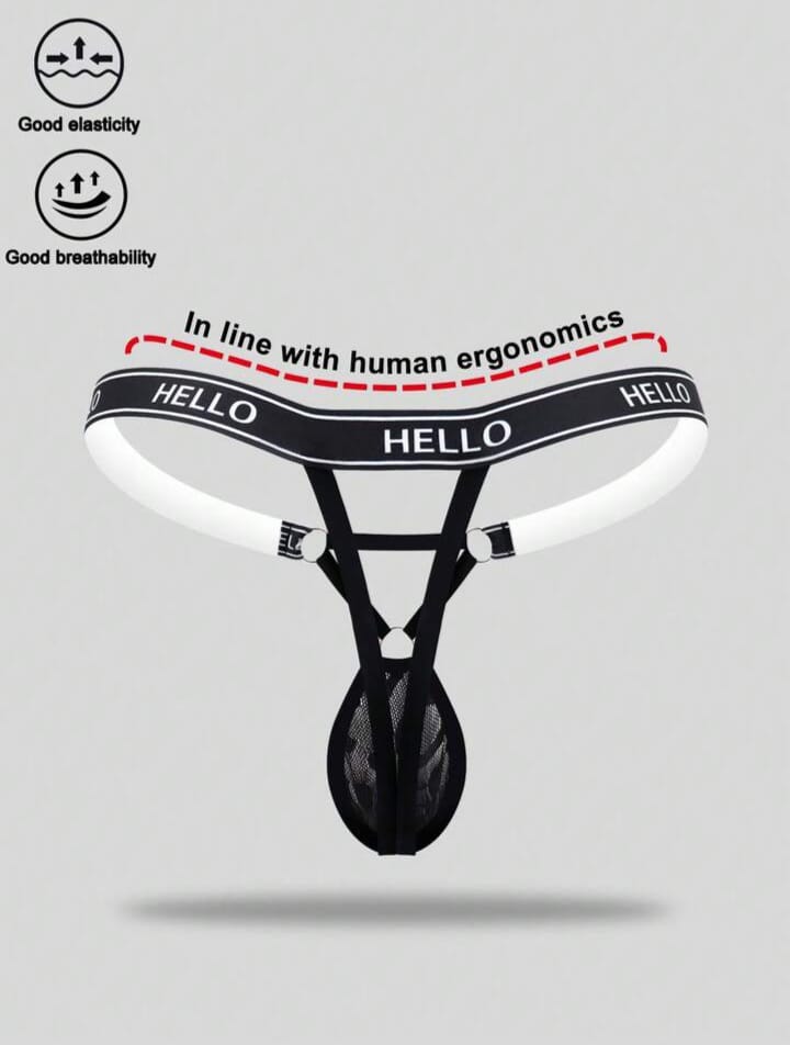 Men's Lace Trim Underwear For Men, Black, Mid Waist